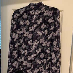 Jones New York Floral Blouse - Purple and White